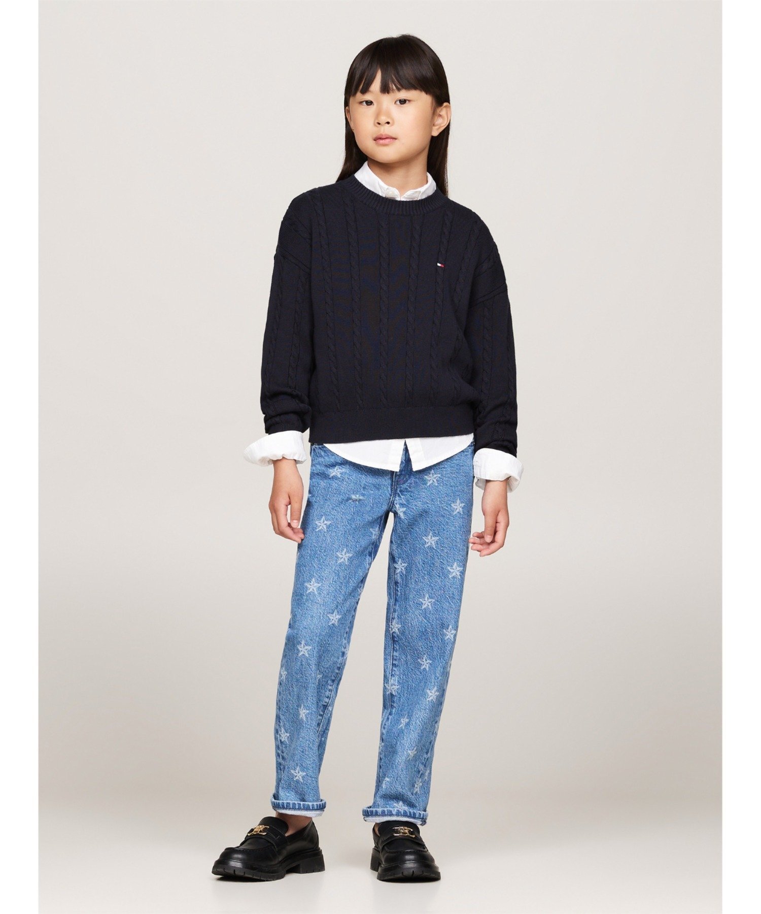 (K) TOMMY HILFIGER GIRLS Свитер с косами, Navy — фото 3