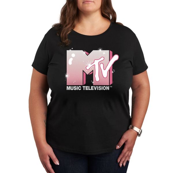 

Футболка с блестящим логотипом MTV Plus Licensed Character, черный