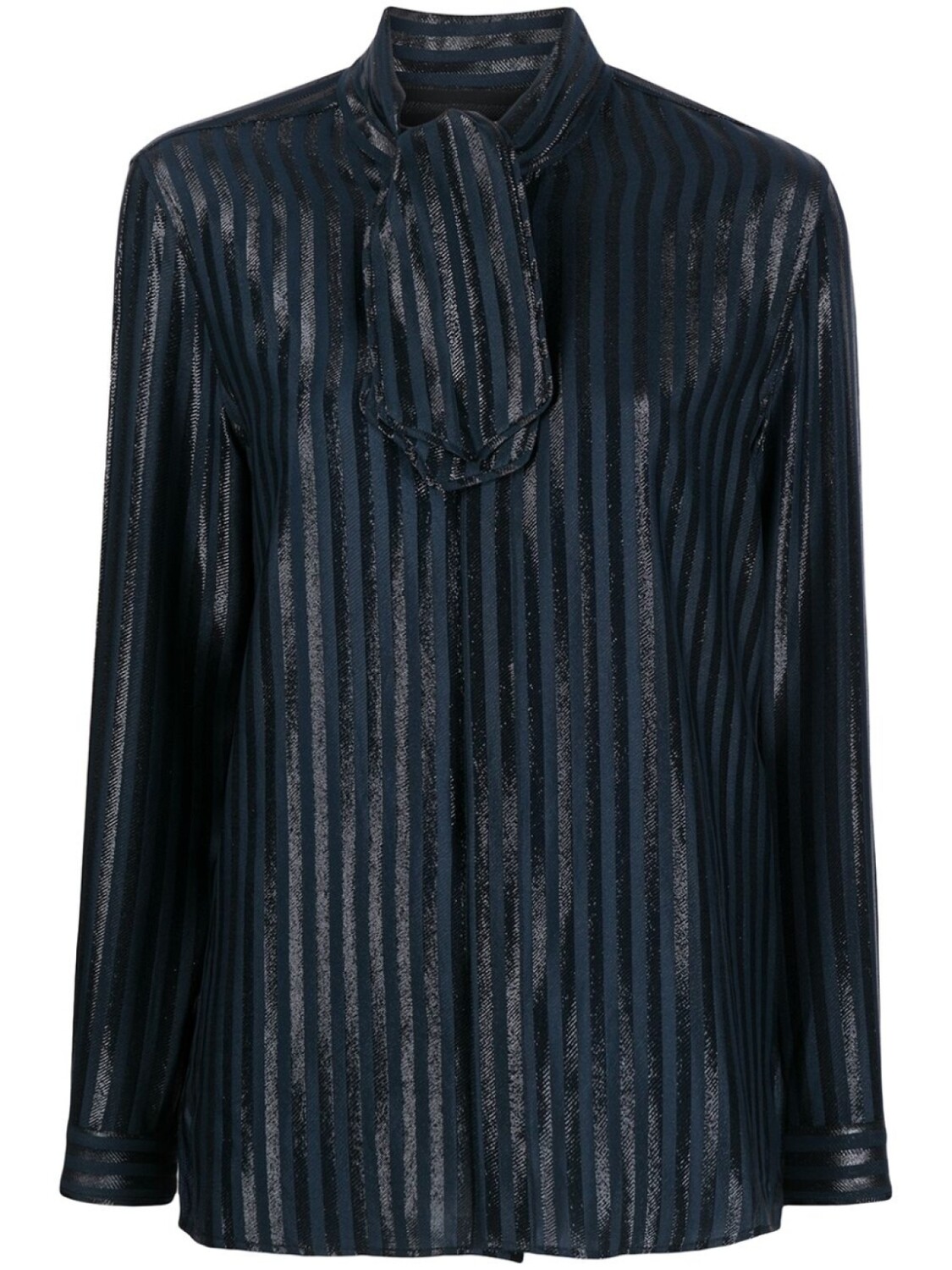 

Saint Laurent рубашка с эффектом металлик и завязками, синий