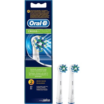 

Насадки для зубных щеток Oral-B CrossAction, набор из 2 сменных стержней для электрической перезаряжаемой зубной щетки