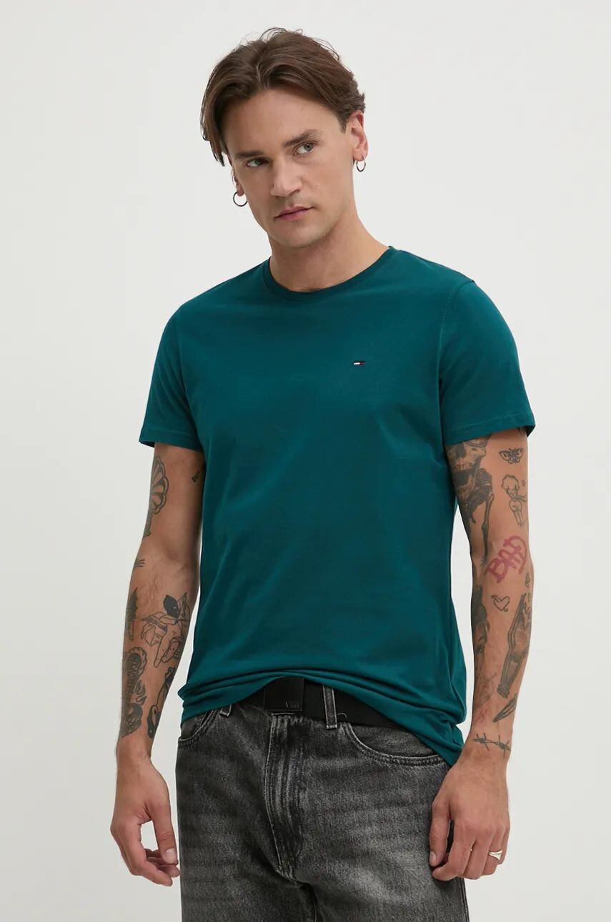 

Хлопковая футболка Tommy Jeans, бирюзовый