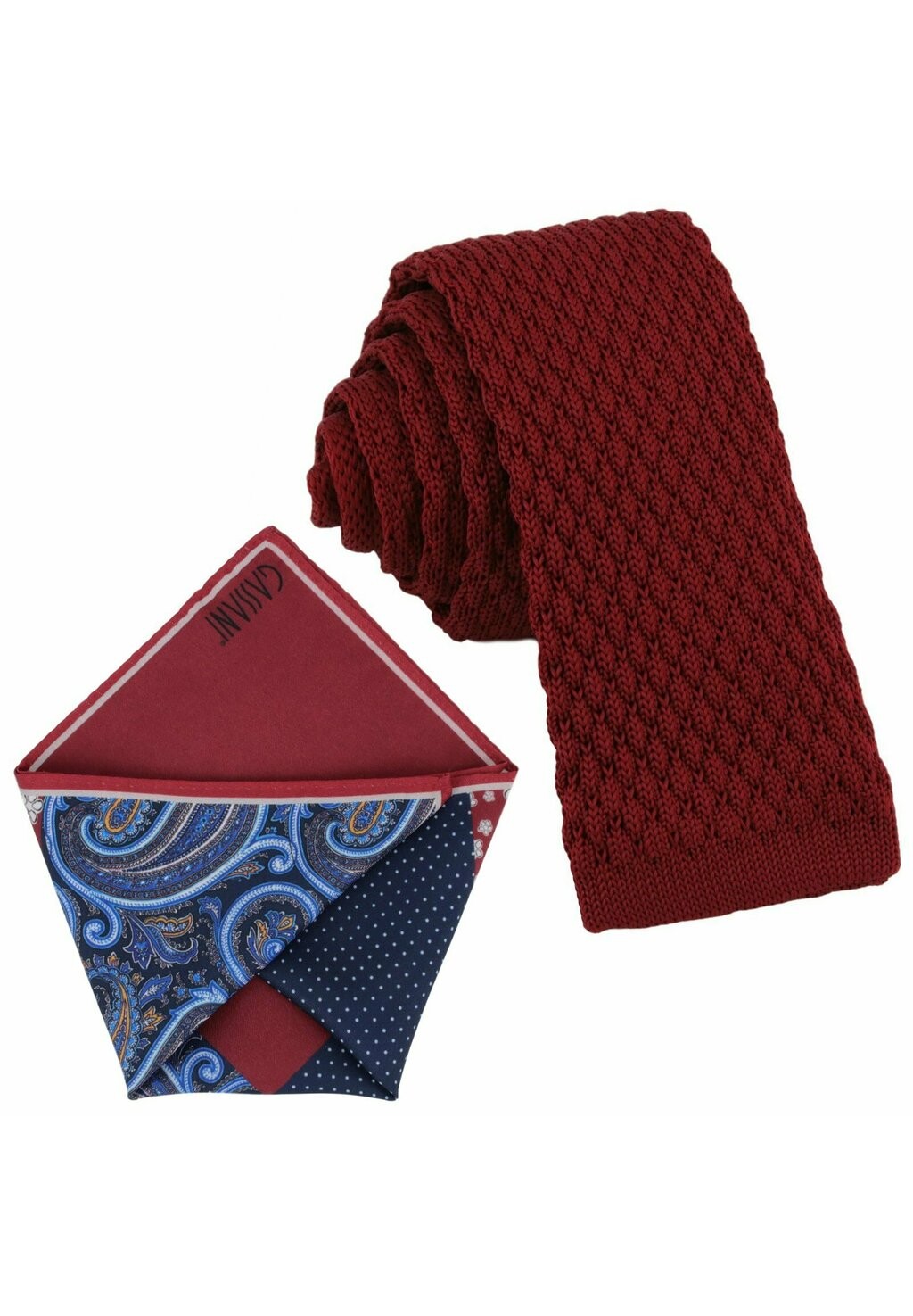 

Нагрудный платок CRAVATTA MAGLIA & ARTEQUATTRO SET Gassani, цвет bordeaux rot | stahl blau royalblau paisley & punkte