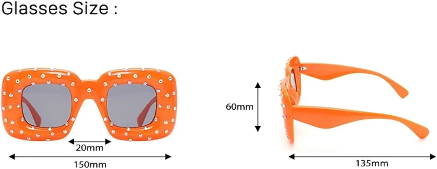 

Надувные квадратные солнцезащитные очки с бриллиантами для женщин, украшенные стразами, модный тренд, большая оправа, сверкающие очки mincl, 2pcs-black&white