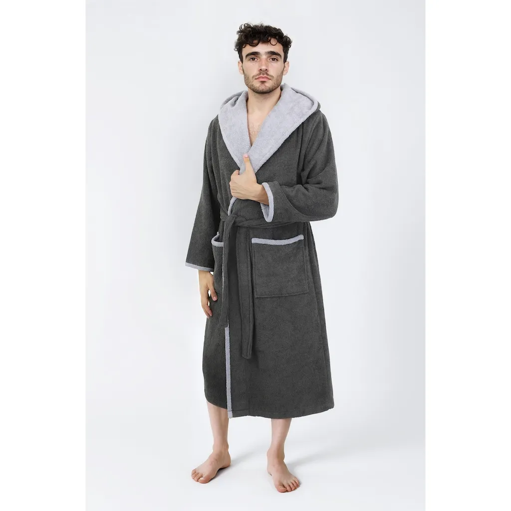 

Мой домашний унисекс-халат Condes, идеально для сауны и спа, отельный халат, утренний халат 1 шт., женский и мужской халат, двухслойная оптика, XS-3XL My Home, антрацитово-серый
