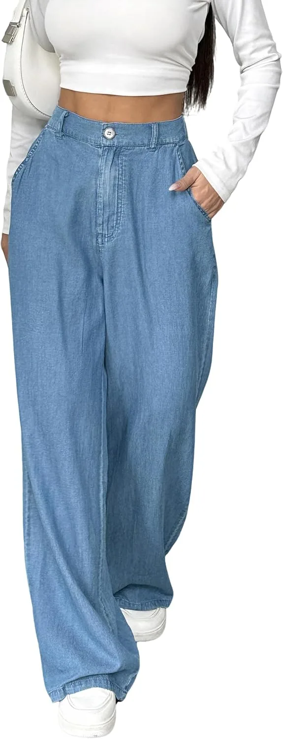 

Женские джинсы Yehopere Wide Leg летние легкие мешковатые с высокой талией