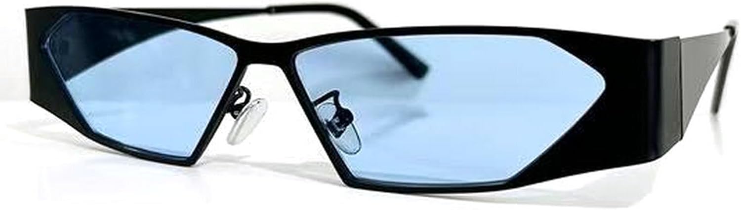 

Ретро-солнцезащитные очки «кошачий глаз» для женщин, модная металлическая оправа, прямоугольные солнцезащитные очки, стильные линзы цвета «голубое шампанское», защита от ультрафиолета UV400 mincl, Black Blue