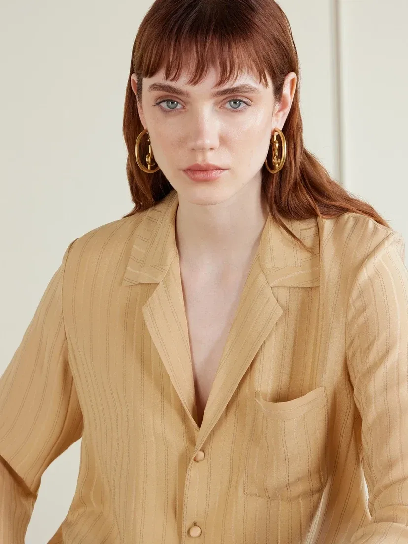 Серьги из латуни в форме колец Cassandre SAINT LAURENT, золотой — фото 4