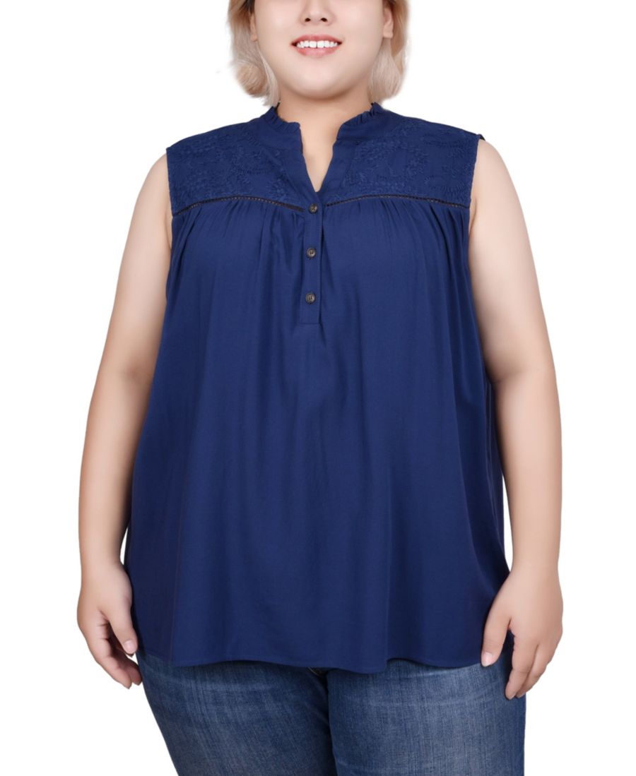 

Блузка без рукавов с кокеткой больших размеров NY Collection, Navy