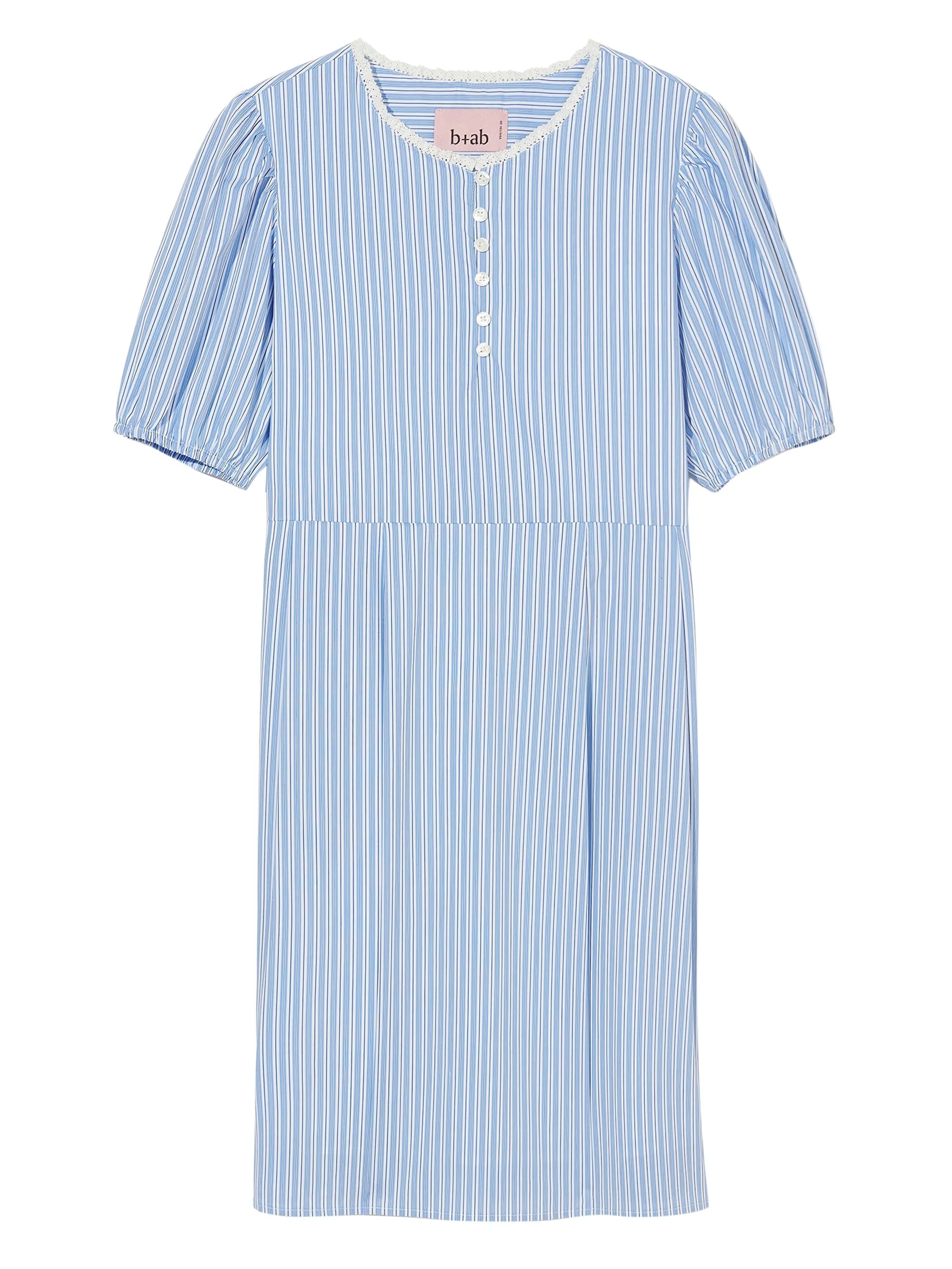 

Полосатое платье мини с объемными рукавами B+Ab, синий