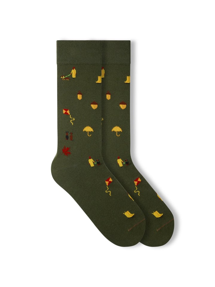 

Von Jungfeld Носки Signature Icons с фирменным рисунком, темно-зеленые, для дождливой погоды