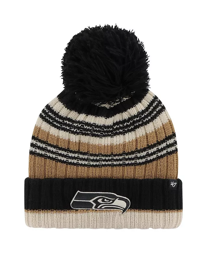 

Женская вязаная шапка с отворотом и помпоном Natural Seattle Seahawks Barista '47 Brand