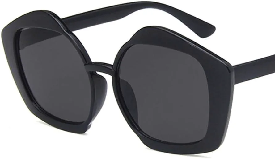 

Женские солнцезащитные очки Shiratori, модные, ярко-черные, серые, для отдыха, многоугольные, неполяризованные, с защитой от УФ-излучения UV400, Bright Black Grey