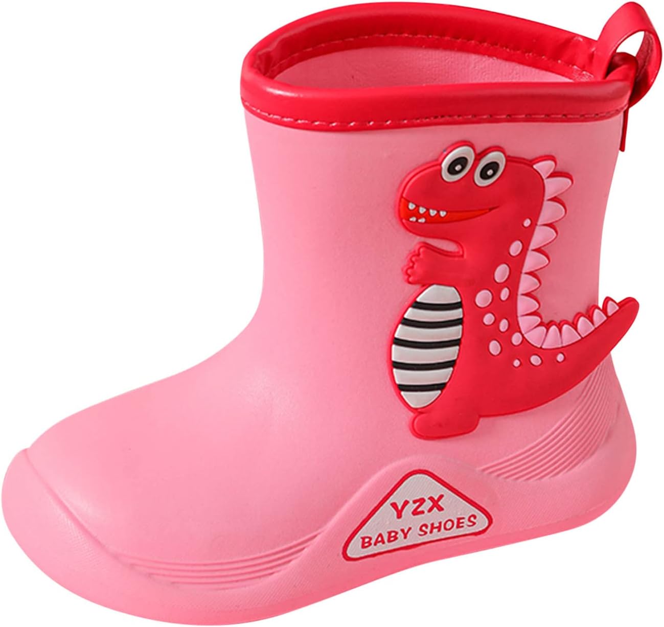 

Детские резиновые сапоги для малышей, водонепроницаемые сапоги для детей, мальчиков и девочек, с мультяшным рисунком динозавра, сапоги для мальчиков Generic, розовый