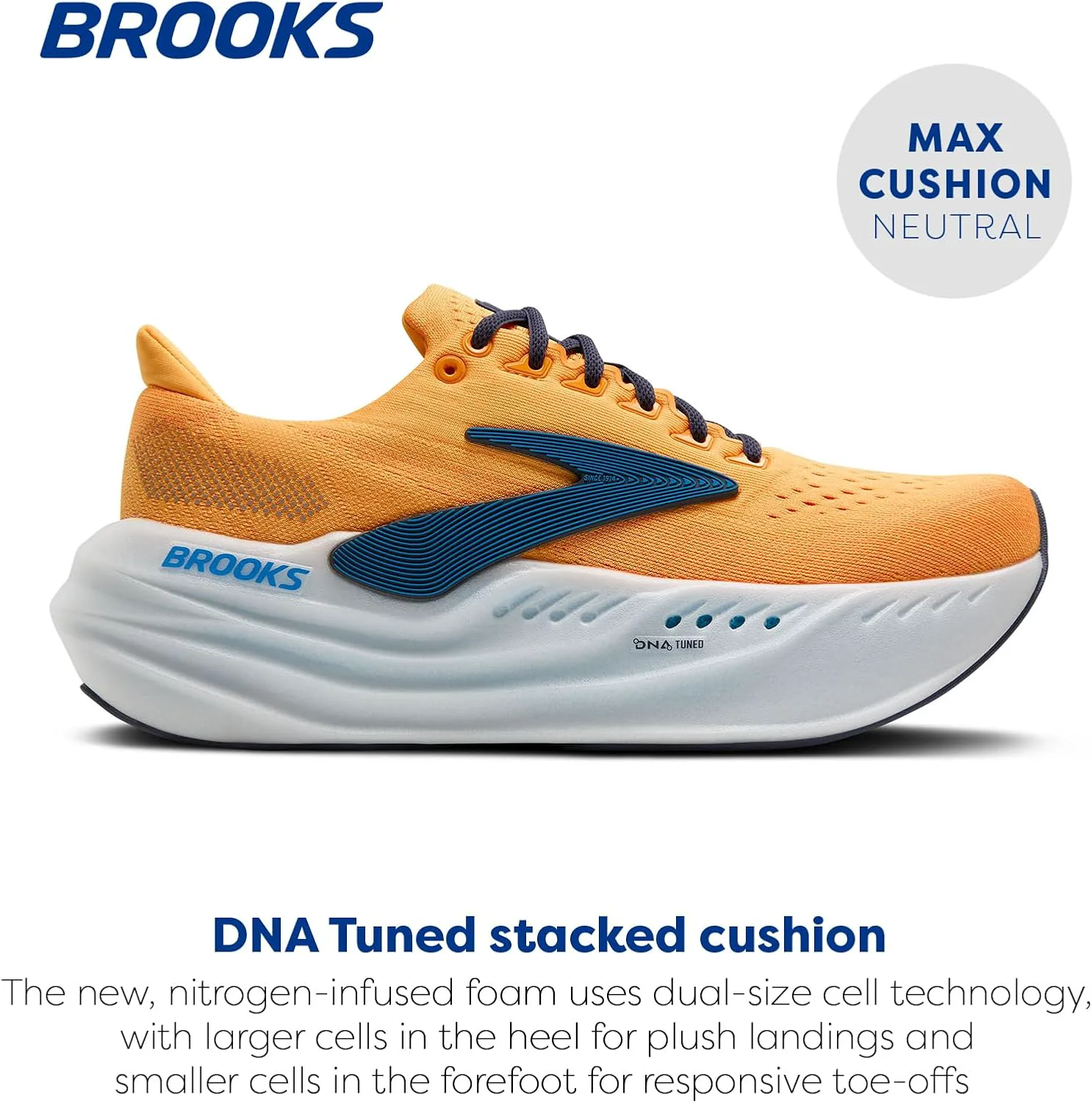 Мужские кроссовки Brooks Glycerin Max Neutral для бега и ходьбы, оранжевый/синий/белый — фото 2