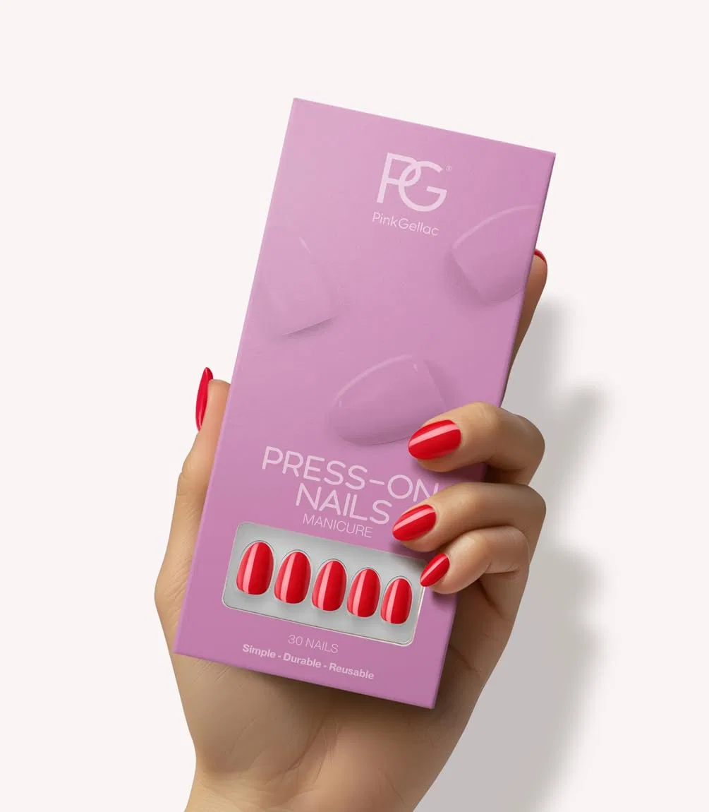 Накладные ногти «430 Bombshell Red» от Pink Gellac Pink Gellac