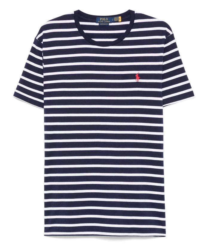 

Вышитая облегающая хлопковая футболка Polo Ralph Lauren, синий