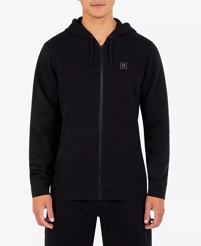 

Мужская толстовка с капюшоном и логотипом Icon Chest на молнии Hurley, черный