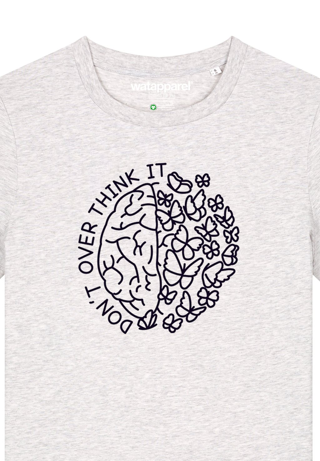 

Футболка с принтом DON T OVERTHINK IT watapparel, серый