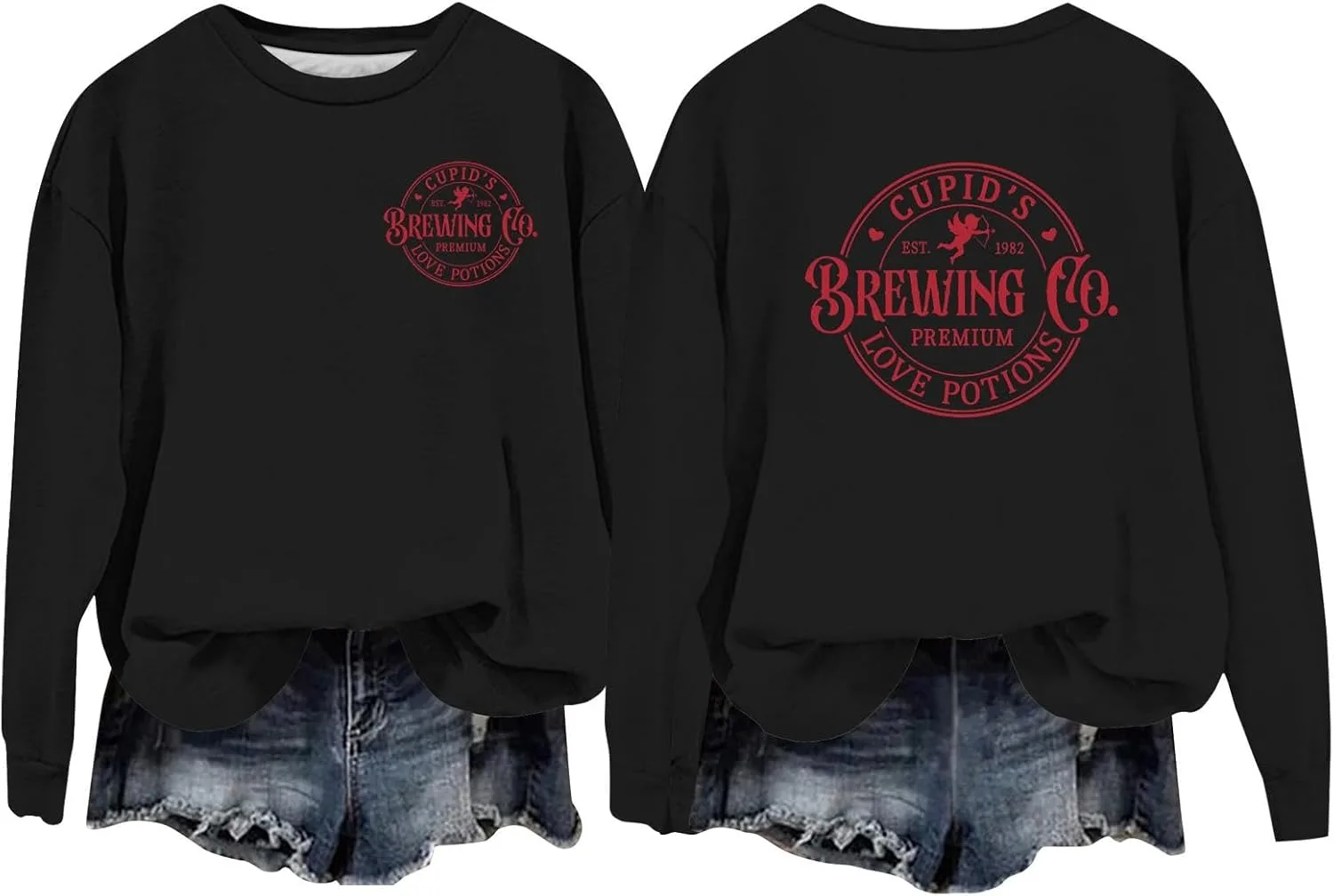 

Свитшот Valentine's для женщин с принтом в виде сердца, оверсайз FQZWONG