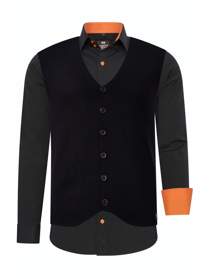 

Rusty Neal Комплект из рубашки и жилета (2 шт.) в черно-оранжевом цвете