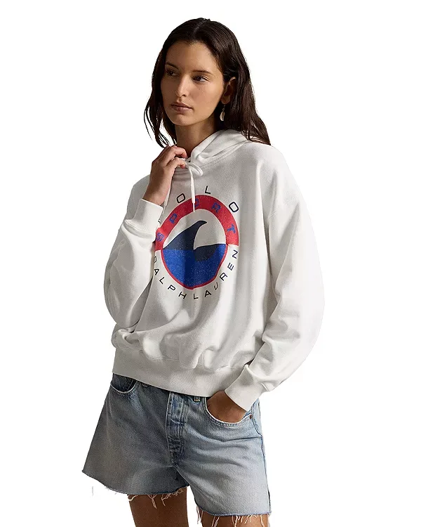 Толстовка с флисовой подкладкой и логотипом в виде волны Ralph Lauren, White
