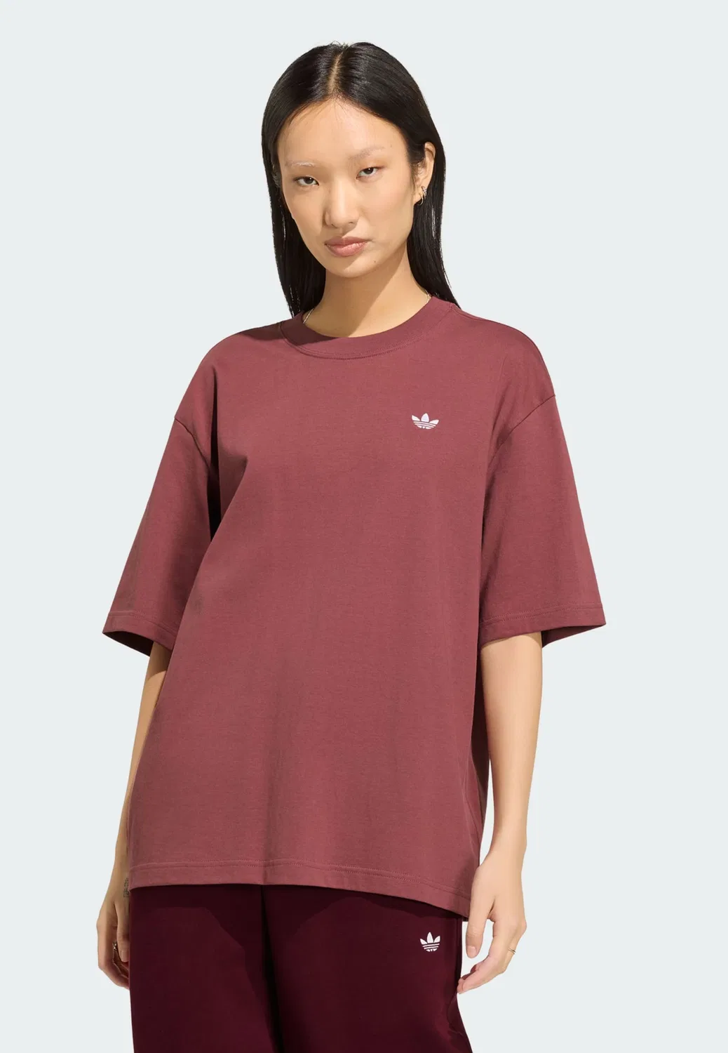 Рубашка оверсайз Adidas Originals Essentials бордового цвета — фото 2