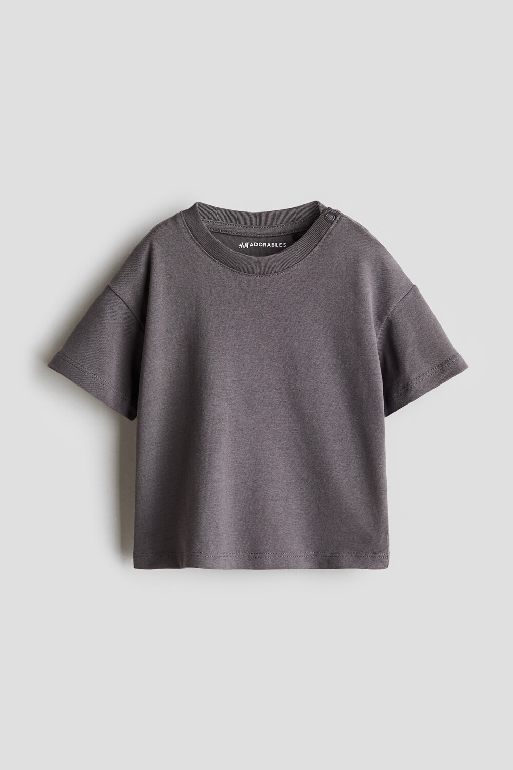 

Хлопковая футболка оверсайз H&M, серый