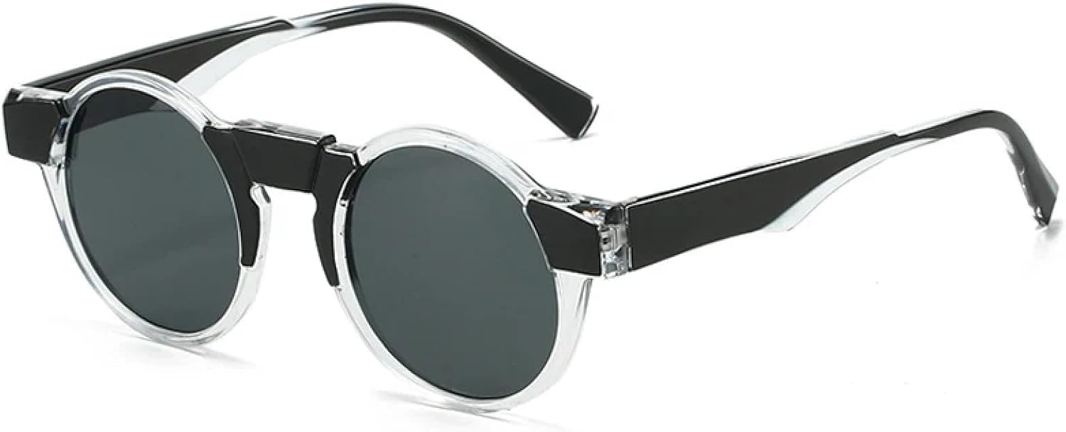 

Солнцезащитные очки с защитой от УФ-излучения UV400 для женщин и мужчин | Маленькие круглые, конфетные, в стиле панк | для занятий спортом на открытом воздухе DSVIGF, Black Clear Gray