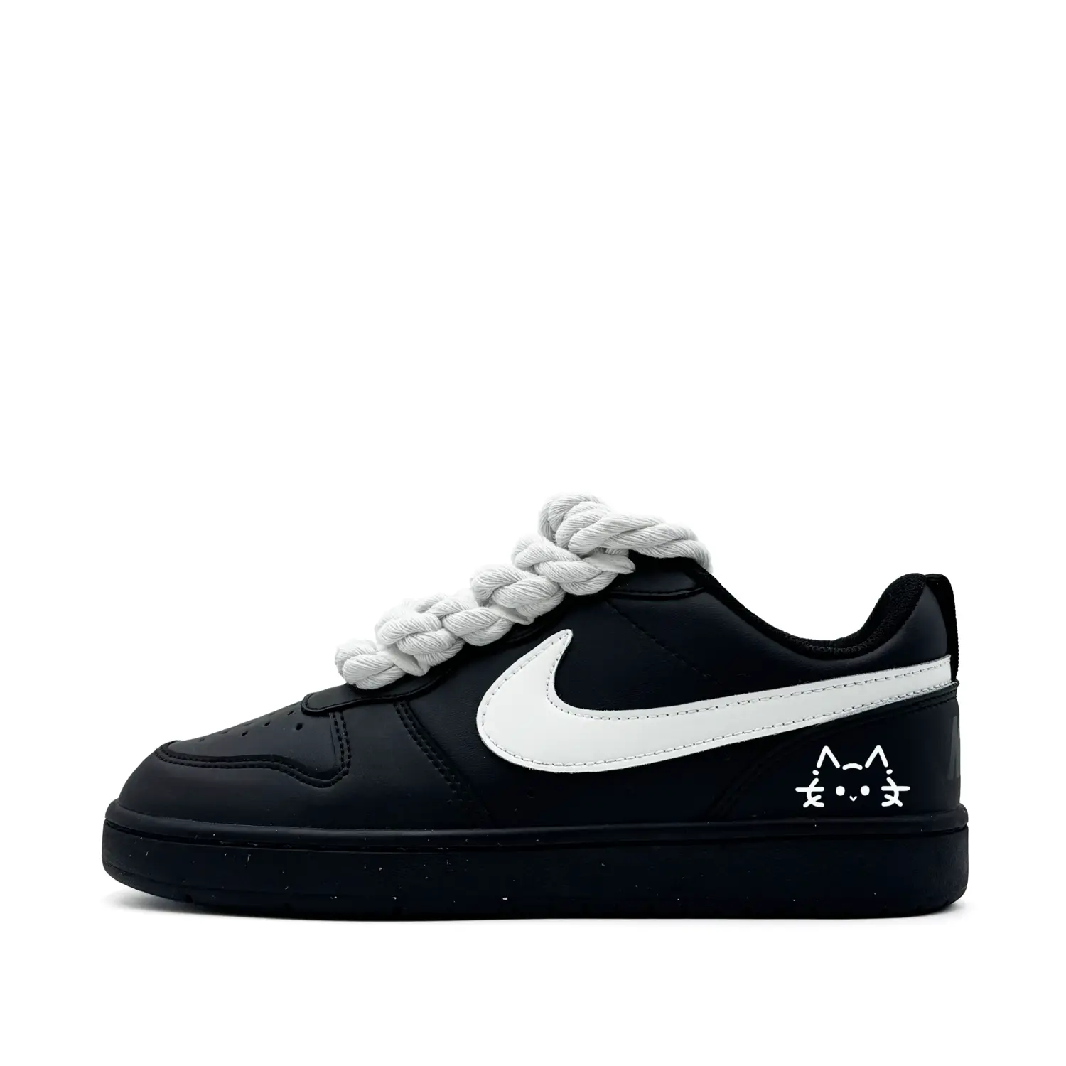 

Nike Court Borough Meowth Scroll нескользящие низкие скейтерские кроссовки Black White детские