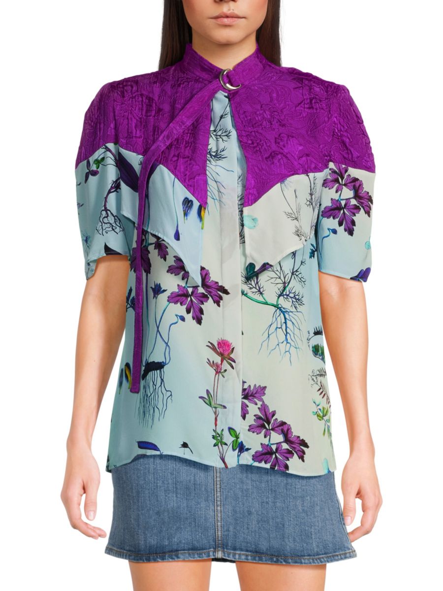 

Шелковая рубашка с цветочным принтом Roxanne Stella McCartney, цвет Purple Multi