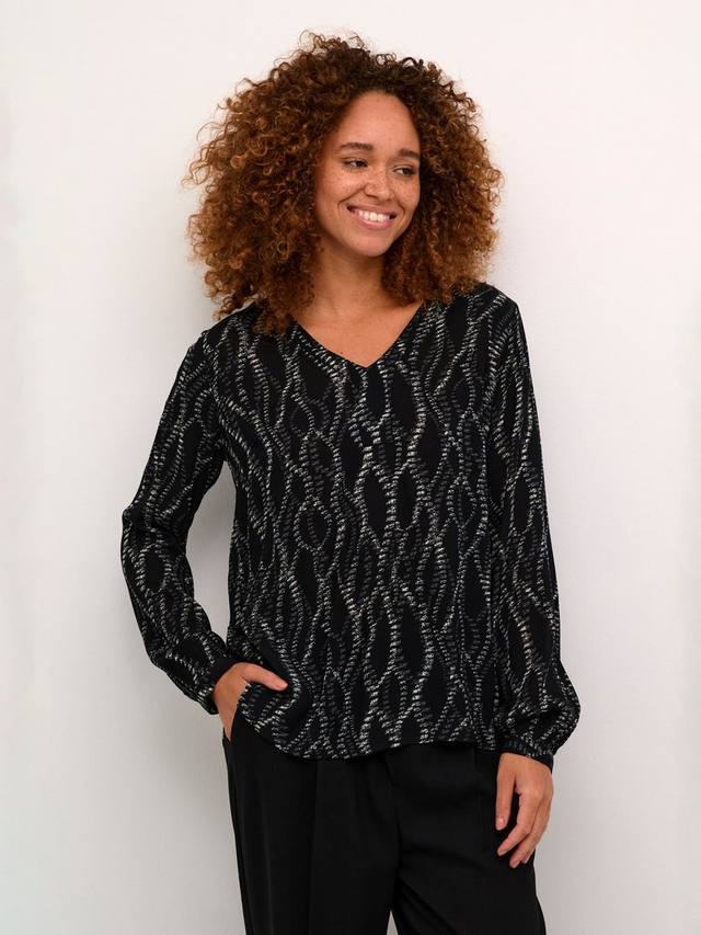 

Янтарная абстрактная блузка KAFFE, цвет Black/Grey