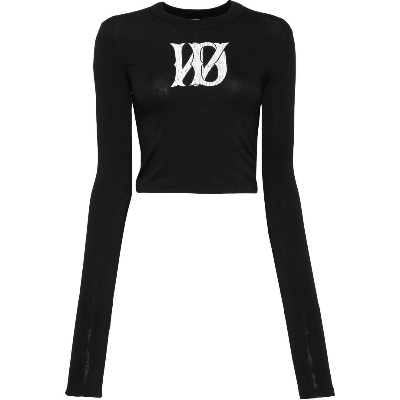 

Футболка кроп с принтом логотипа WE11DONE, черный