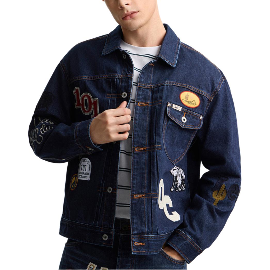 

Lee Джинсовые куртки мужские темно-синие с лацканом Moderate