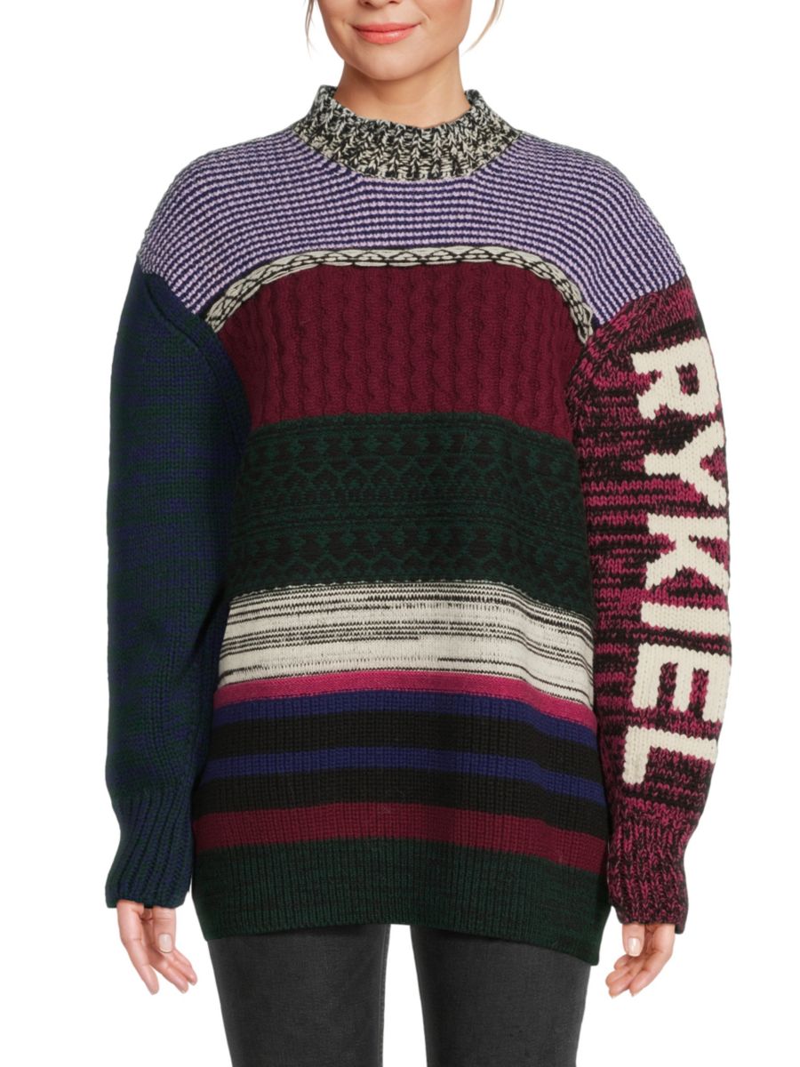 

Многовязаный свитер из натуральной шерсти с логотипом Sonia Rykiel, цвет Purple Red Multi