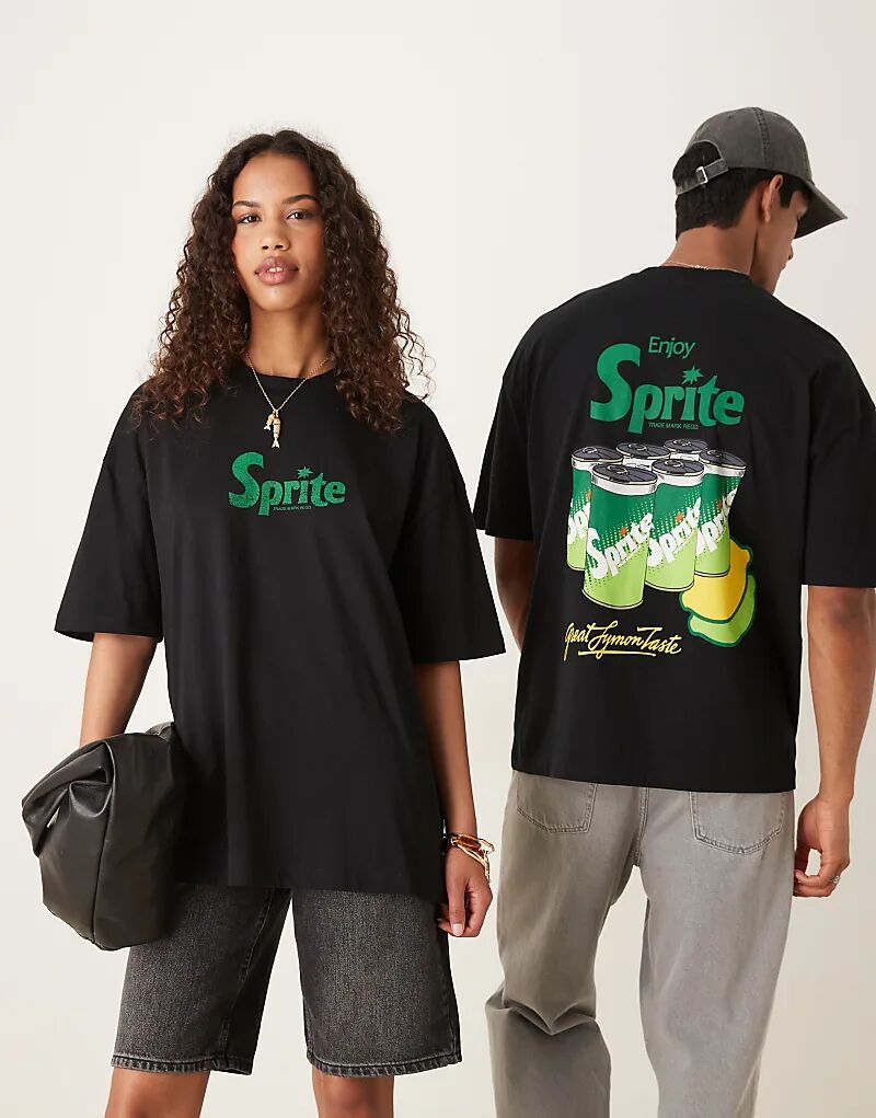 

Футболка унисекс оверсайз ASOS DESIGN черного цвета с принтом Sprite