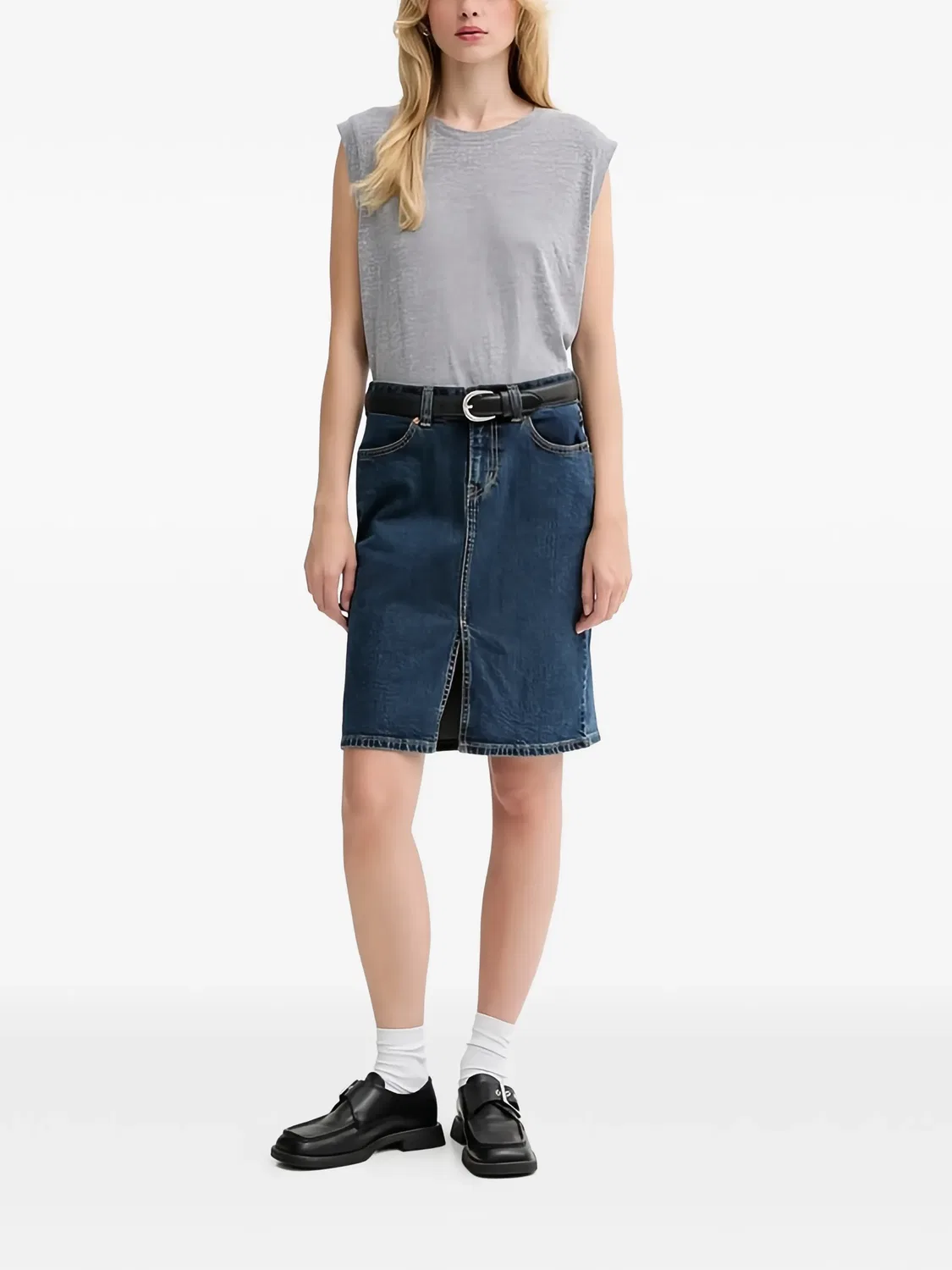 Джинсовая юбка миди с разрезом Levi's, индиго — фото 2