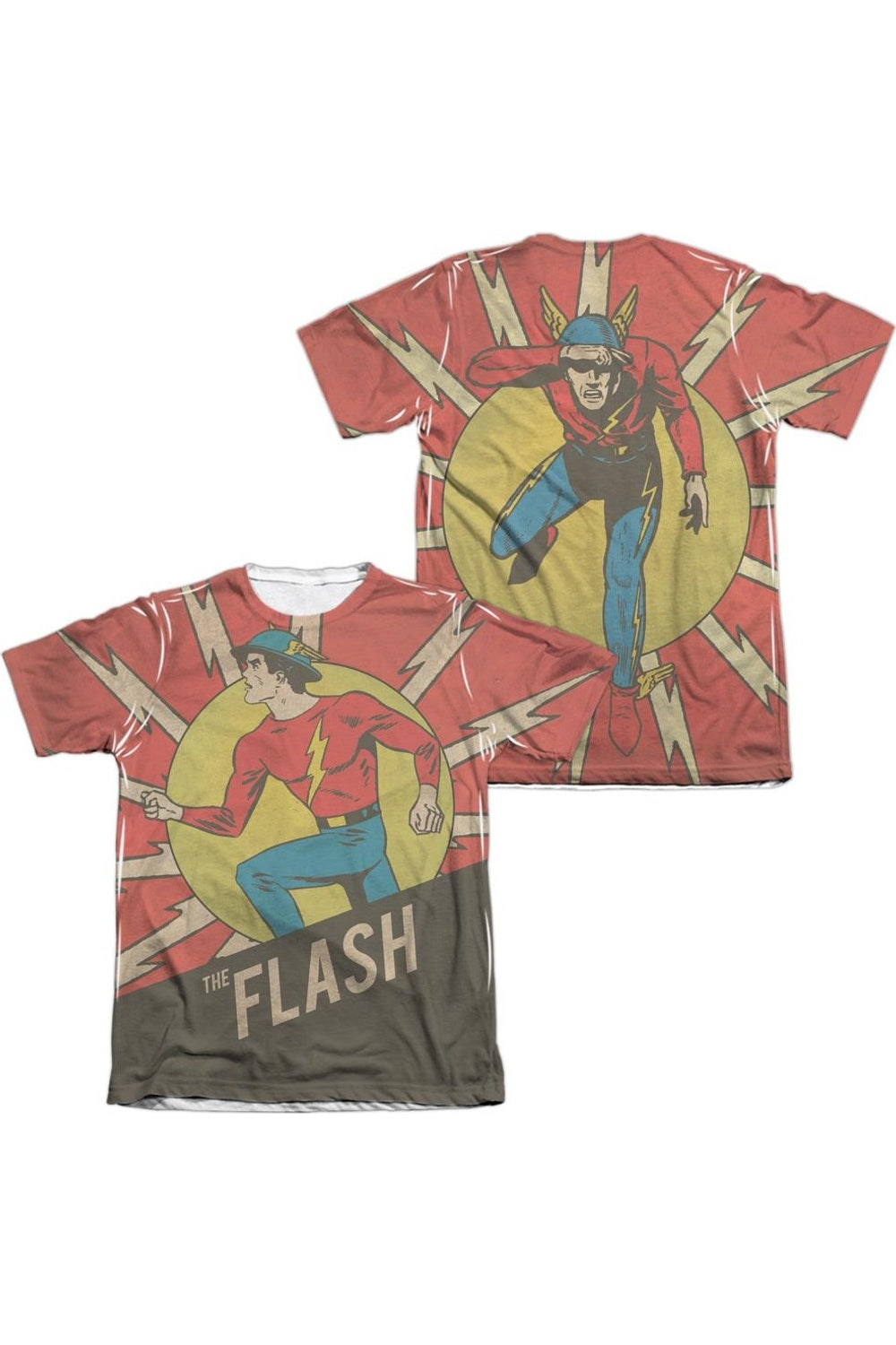 

Футболка с коротким рукавом из полиэстера/хлопка для взрослых с принтом «DC Comics Flash Vintage Comic Flash» (спереди/сзади) Gildan, белый