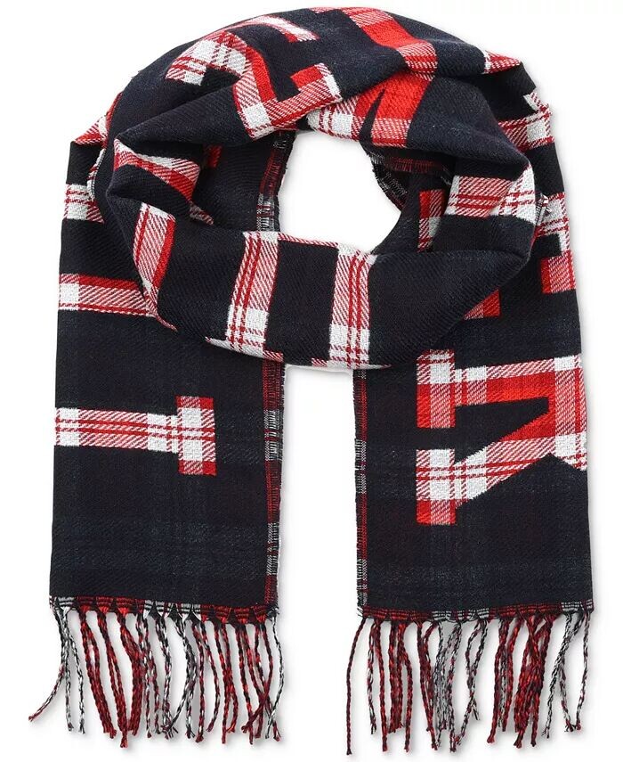

Мужской шарф в клетку с логотипом Tommy Hilfiger, синий
