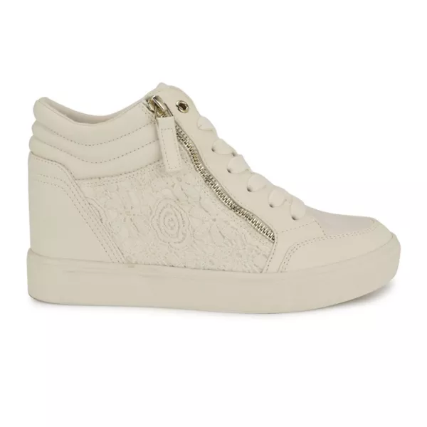 Женские высокие кеды на танкетке Tons Nine West, цвет ivory lace multi — фото 2