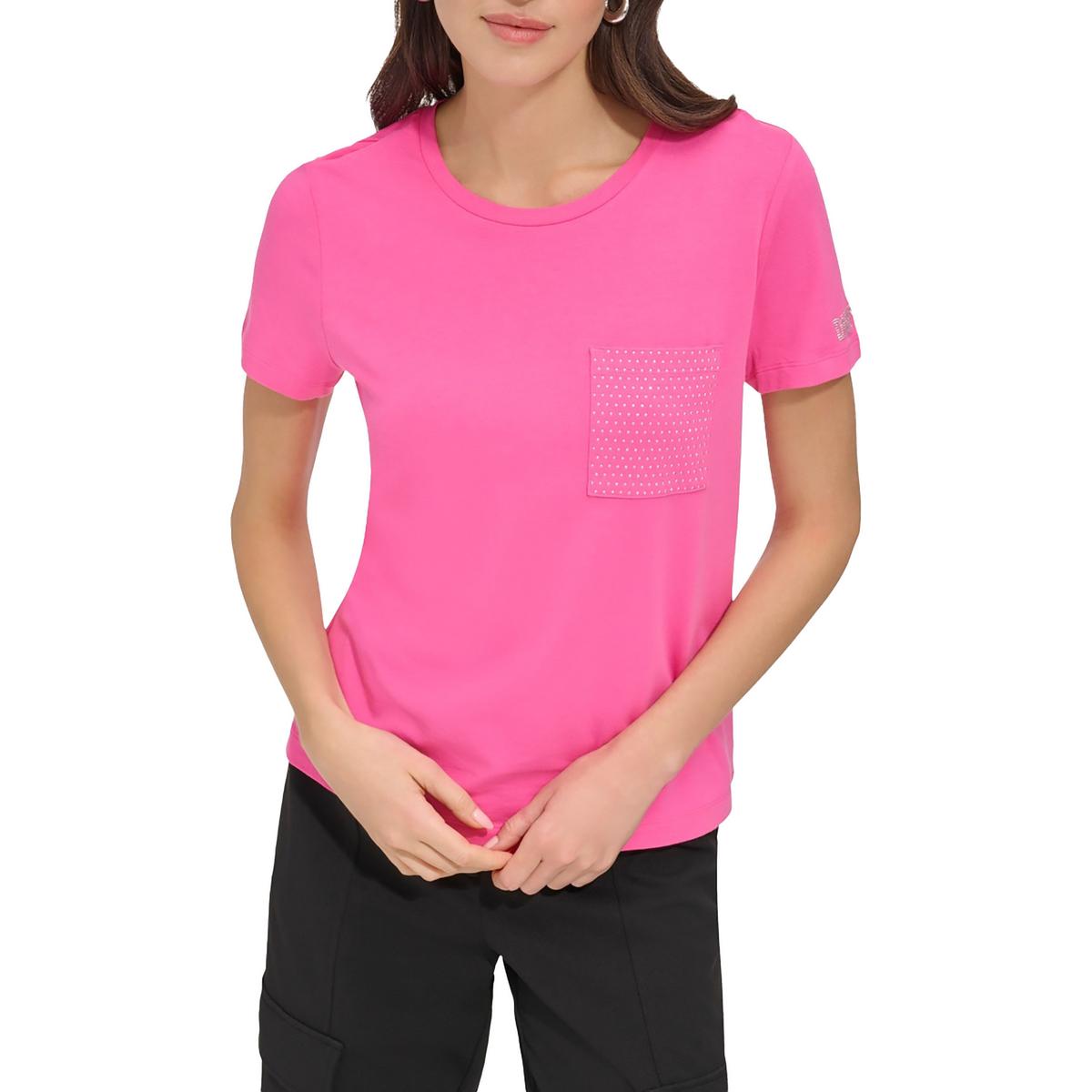 

Женский декорированный топ с круглым вырезом DKNY, цвет shocking pink