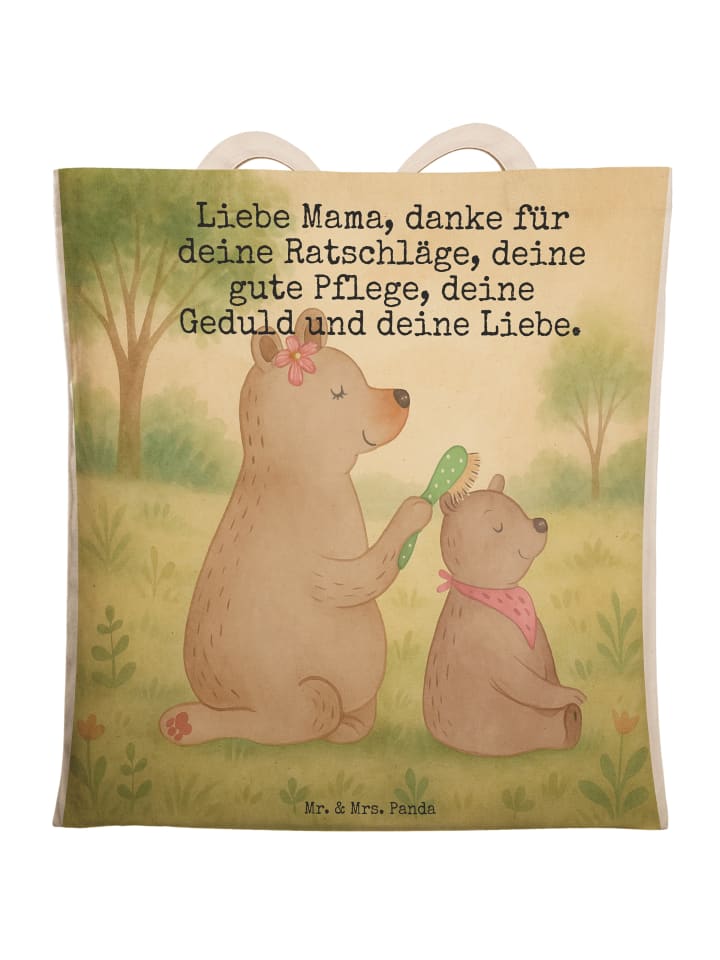 

Mr. & Mrs. Panda Сумка-шоппер с изображением медведя и ребенка, с надписью, выполненной белым цветом