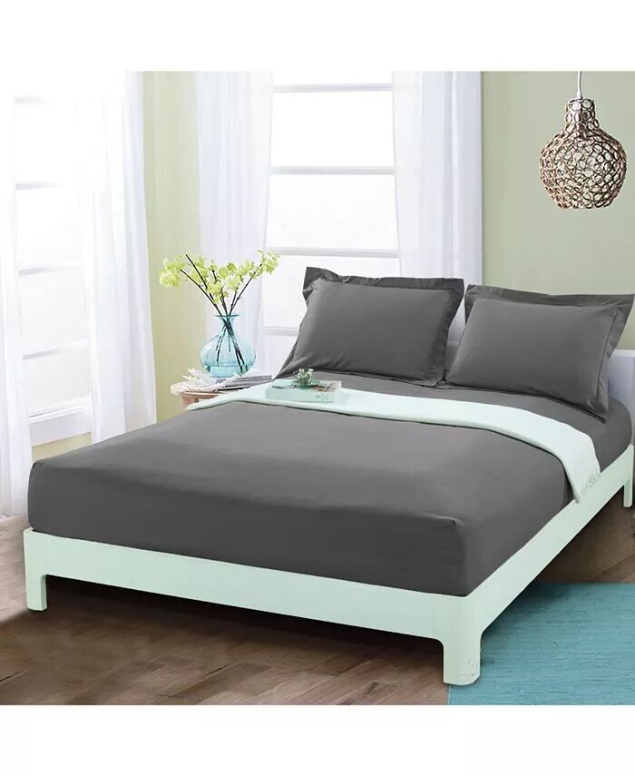 

Мягкая шелковистая простыня на резинке, California King Elegant Comfort, серый