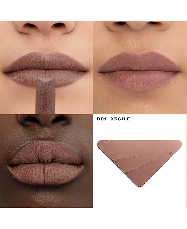 Однотонная гиперматовая нюдовая помада со сменной насадкой Prada Beauty, b01 - argile — фото 2