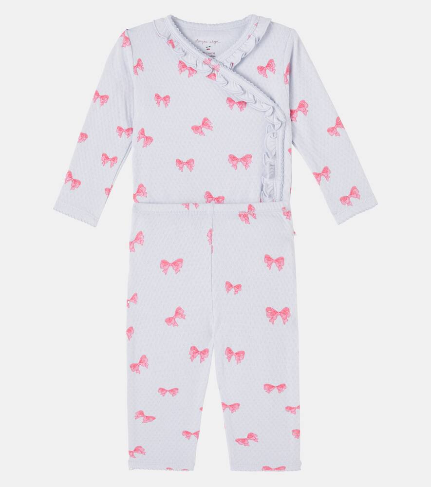 Детский комплект из хлопкового боди и штанишек Konges Sløjd, Rosia Blue Bow — фото 2