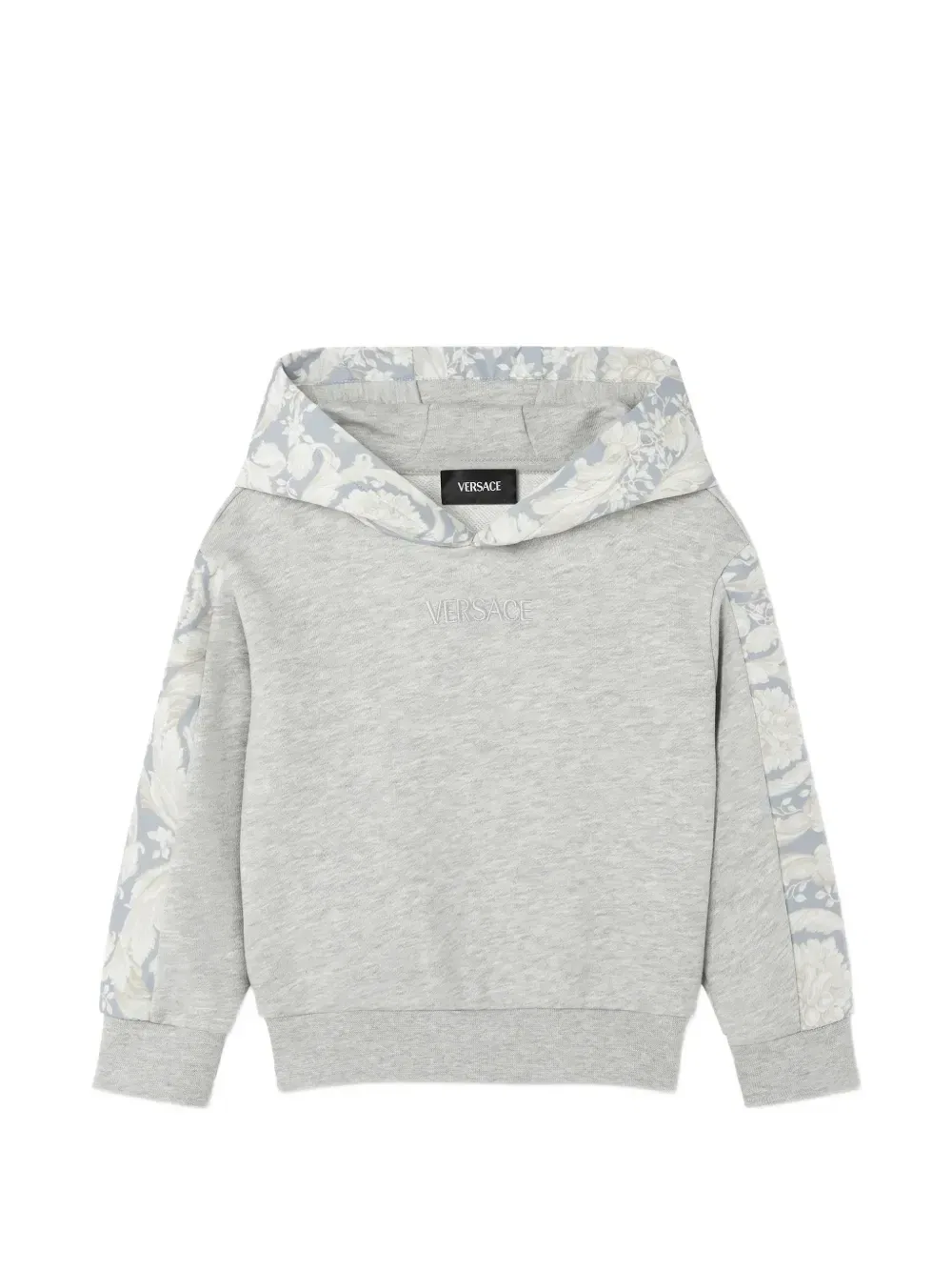 Детское худи из хлопкового джерси с принтом Versace Kids, серый
