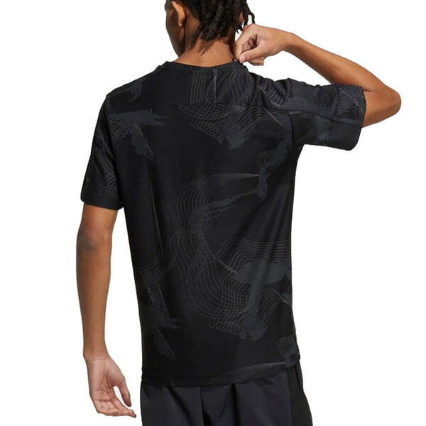 Футболка adidas Wj Aop Tee Pattern Printing Sports Training Casual Short Sleeve Black, мультиколор — фото 4