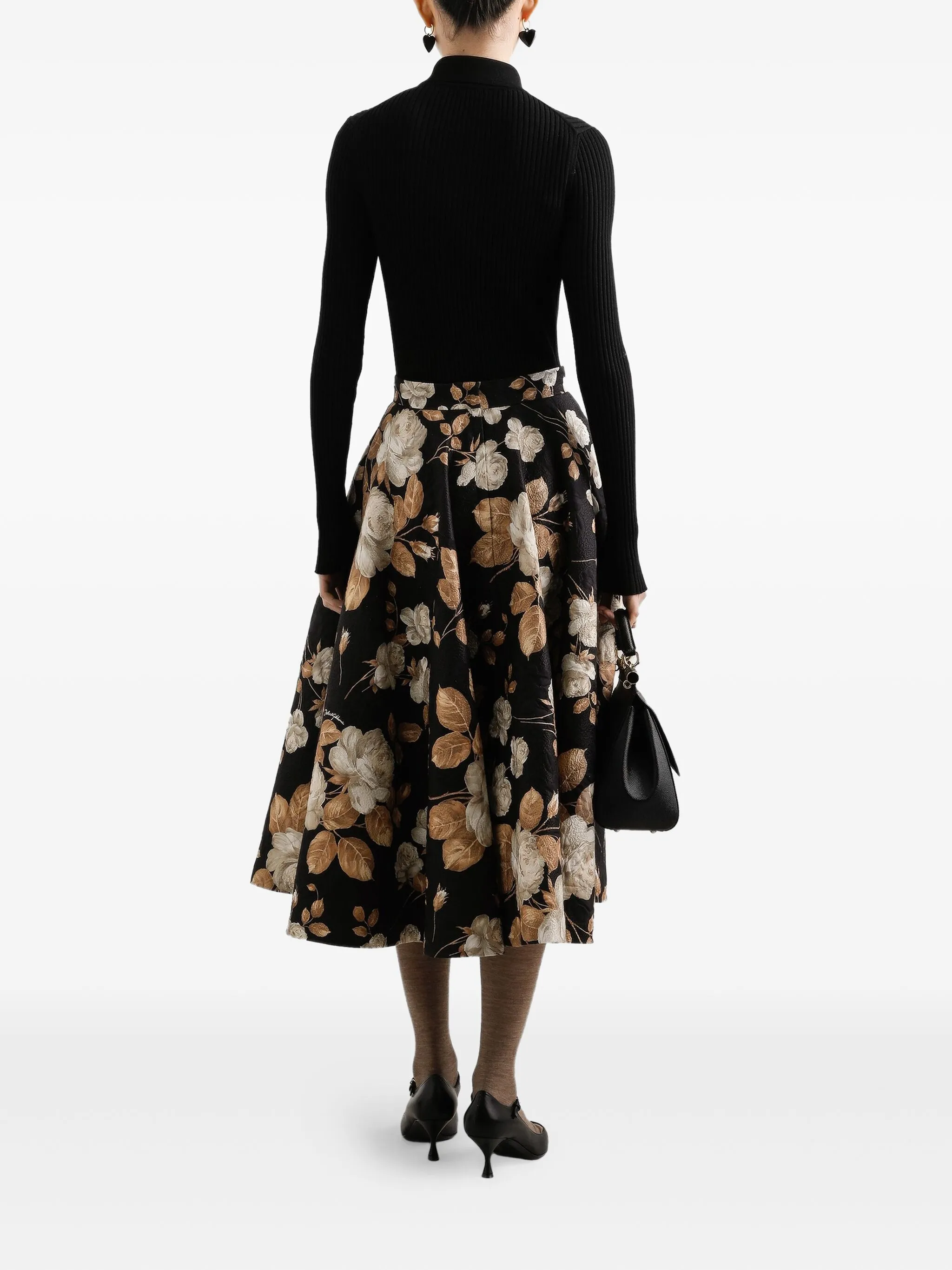 Свитер с цветочным принтом Dolce & Gabbana, черный — фото 3