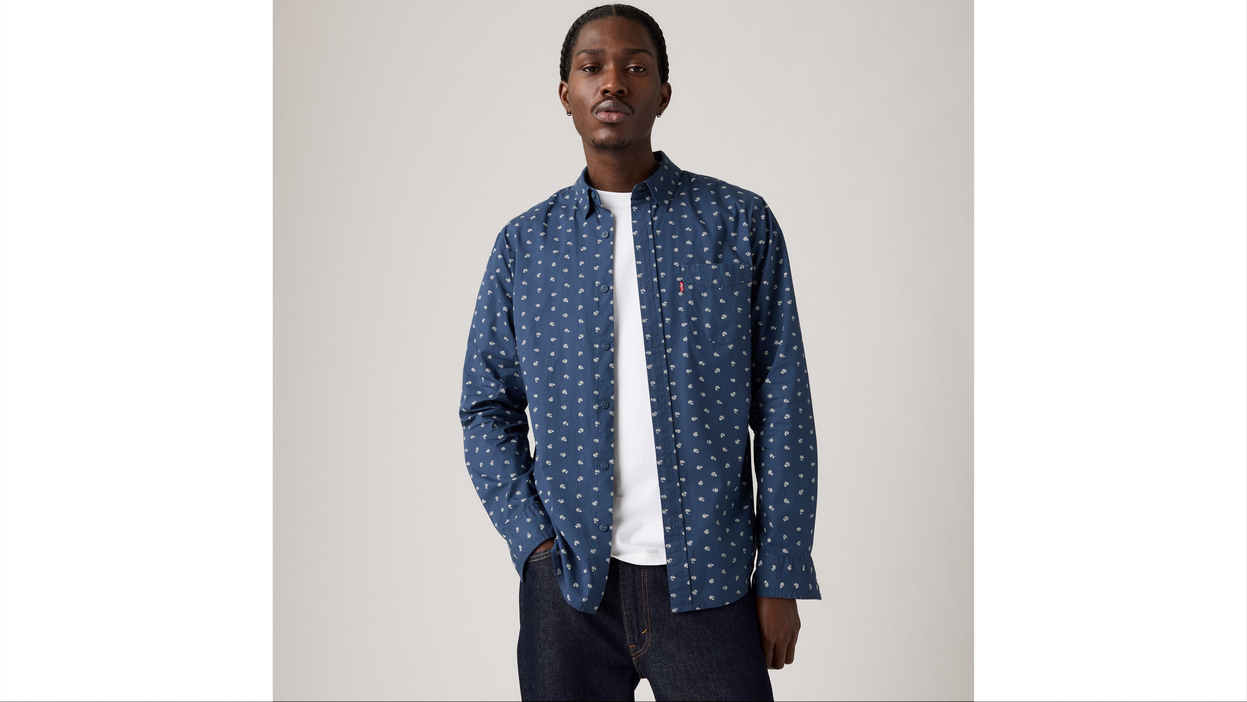 

Классическая рубашка с одним карманом стандартного кроя Levi's, Lex Geo Ditsy Floral Zodiac Blue - Blue