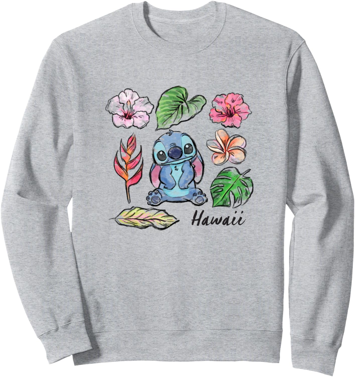 

Толстовка Disney Lilo & Stitch с тропическим гавайским цветочным рисунком и изображением Стича, серый