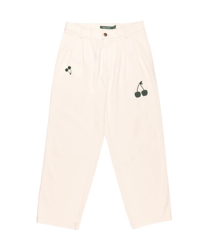 

Брюки из саржи с вышивкой вишневого цвета Bram'S Fruit, бежевый